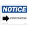 Signmission OSHA Notice Sign, 7" Height, Rigid Plastic, Concessions (Right Arrow) Sign With Symbol, Landscape OS-NS-P-710-L-10762 - alternate 1